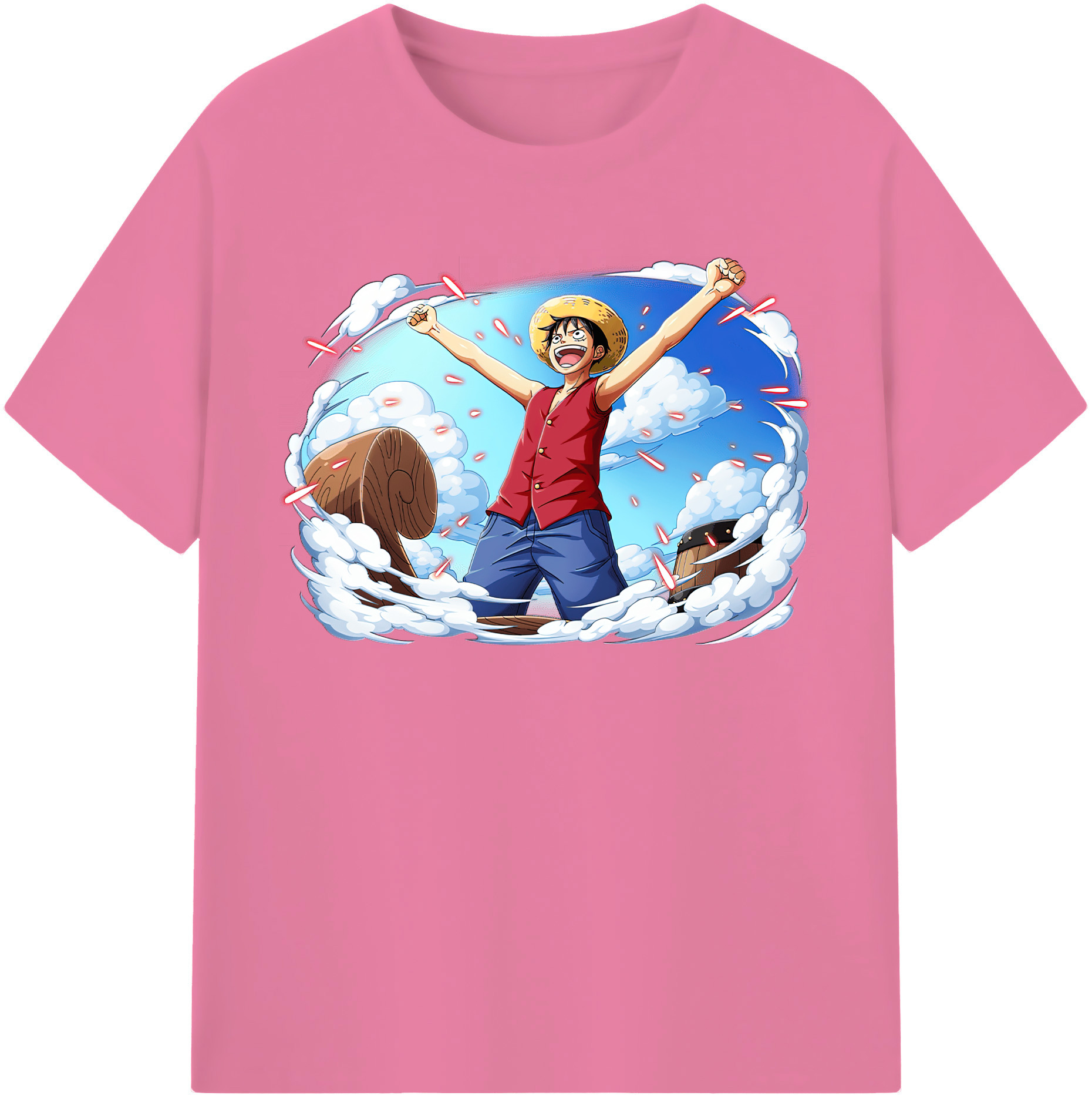 ワンピース モンキー・D・ルフィ ONE PIECE Monkey D. Luffy 綿100％半袖Tシャツ（フロントプリント）